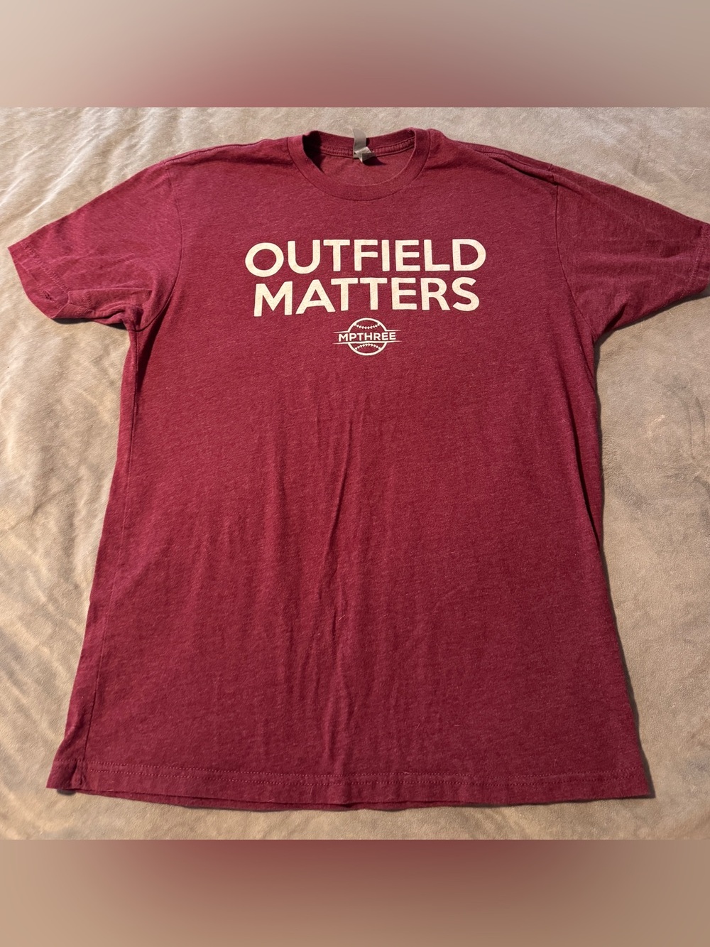 Outfield Matters MPTHREE Baseball T-Shirt Mens Women Size Large Maroon Soft